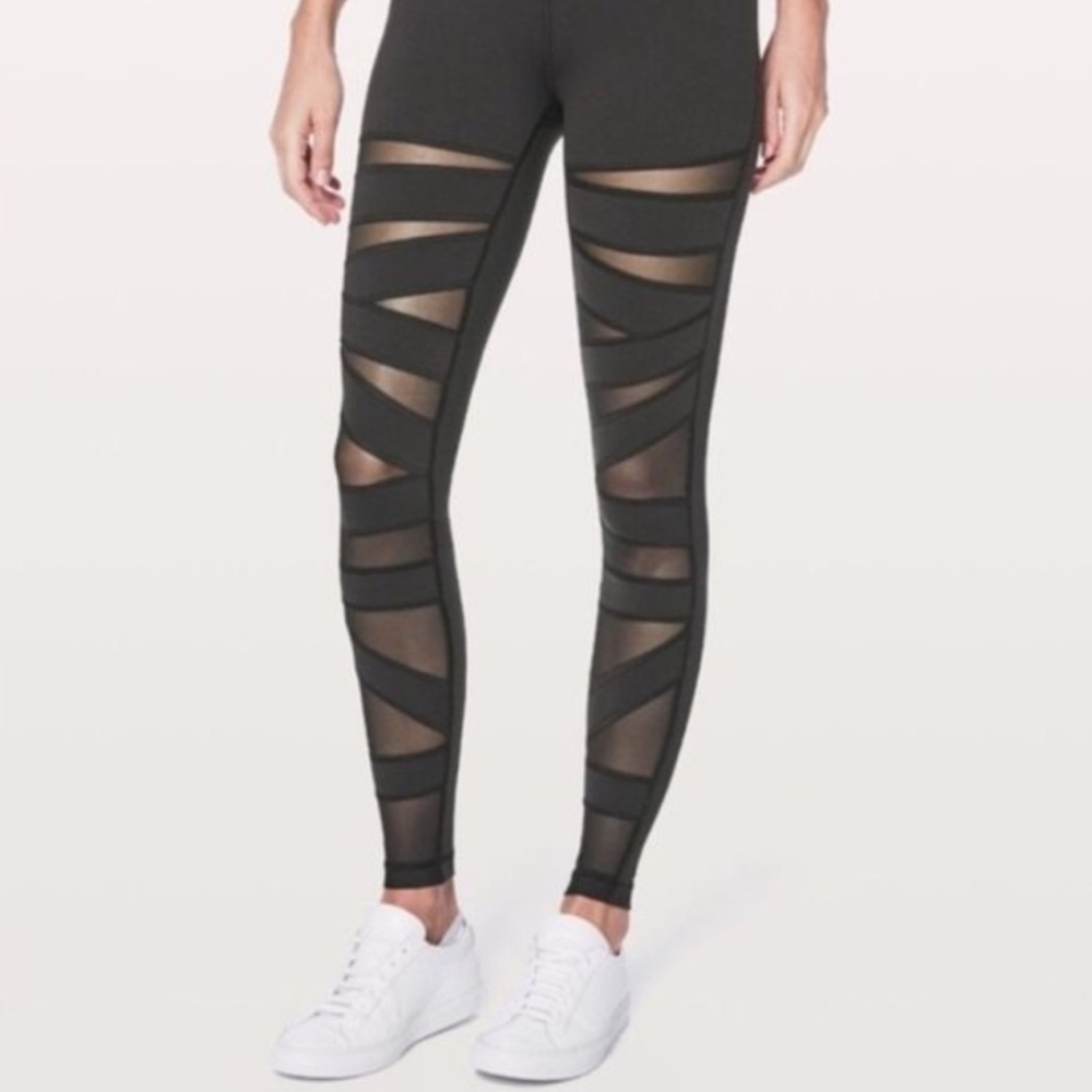 LULULEMON Black High waist mesh cut out leggings